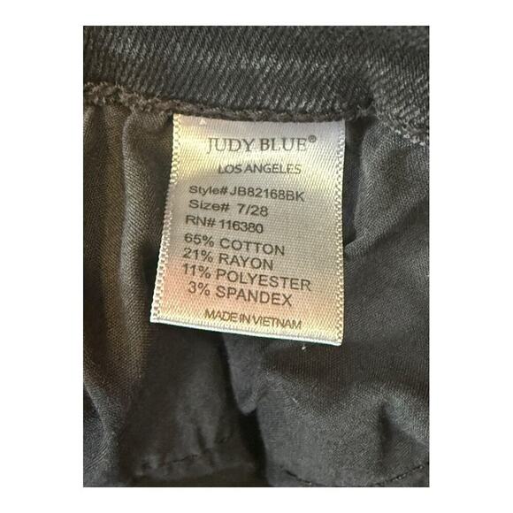 Judy Blue Women's Size 7 (28) Black‎ Distressed Leopard Patch Skinny Jeans - Picture 7 of 8